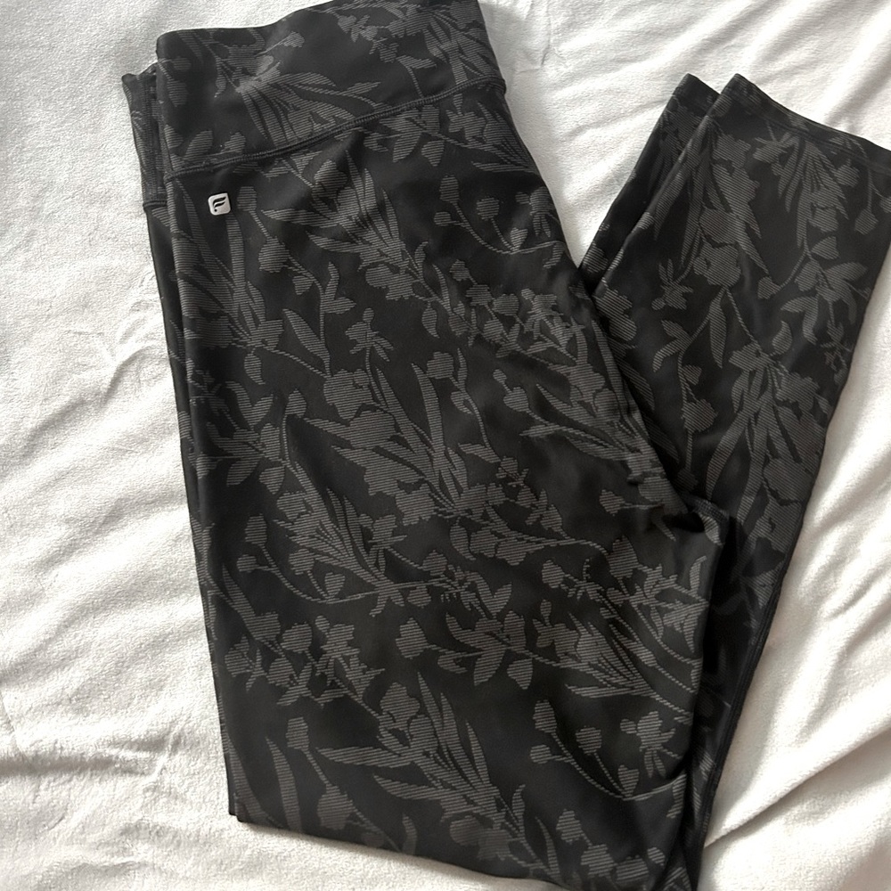Black with Gray Floral Fabletics Leggings